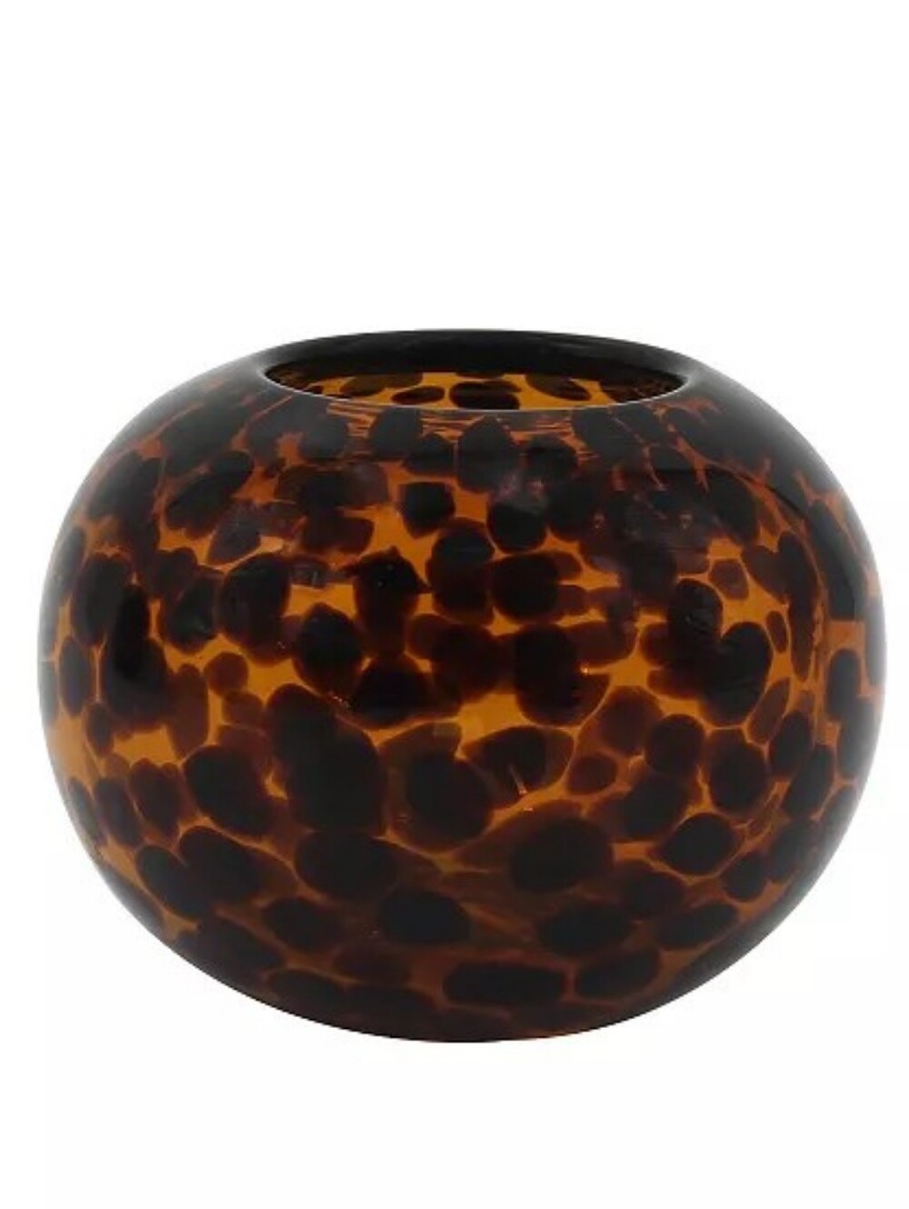 Handblown Tortoise Shell Brown Glass Vase - Picture 3 of 3